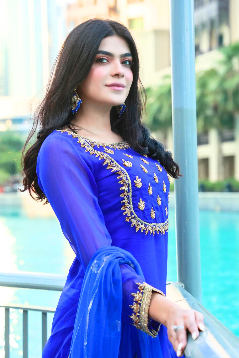 Royal Blue Readymade Chiffon Suit