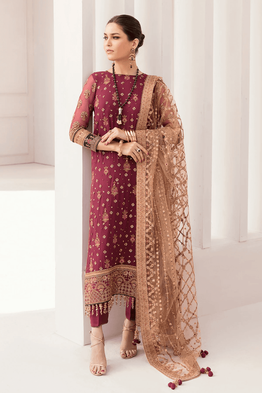 Embroidered Pure Chiffon Suit