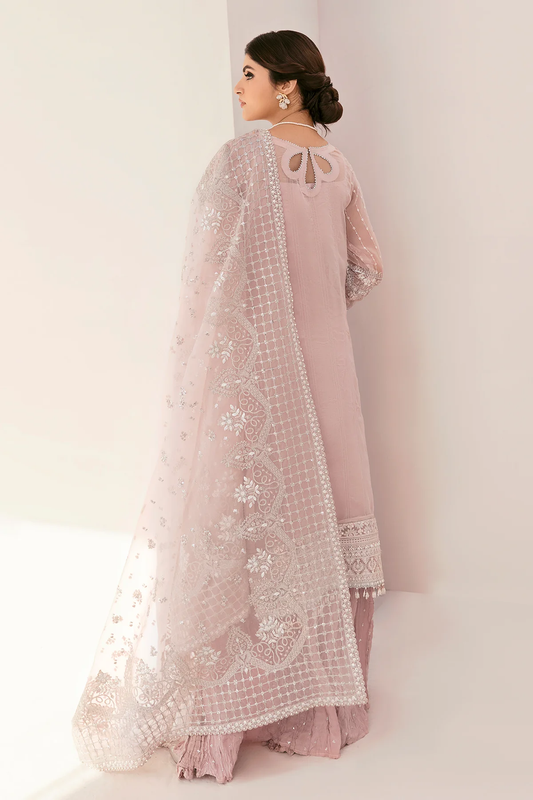 Peach Pink Handmade Pure Chiffon Suit