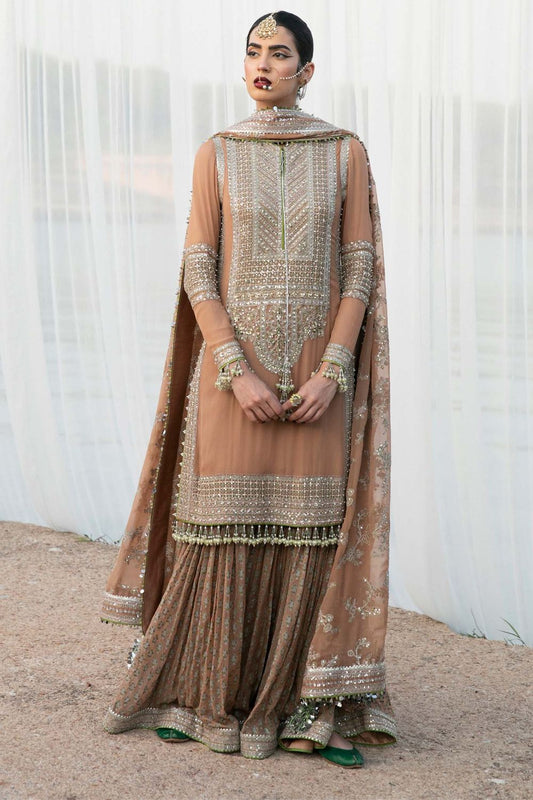 Skin Brown Pure Chiffon Suit