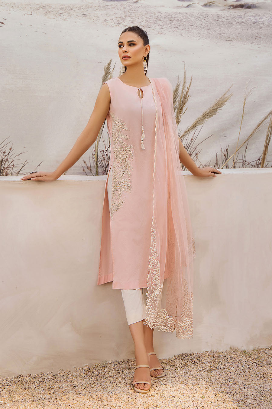 Readymade Pure Cotton Embroidered Kurta Set with Dupatta