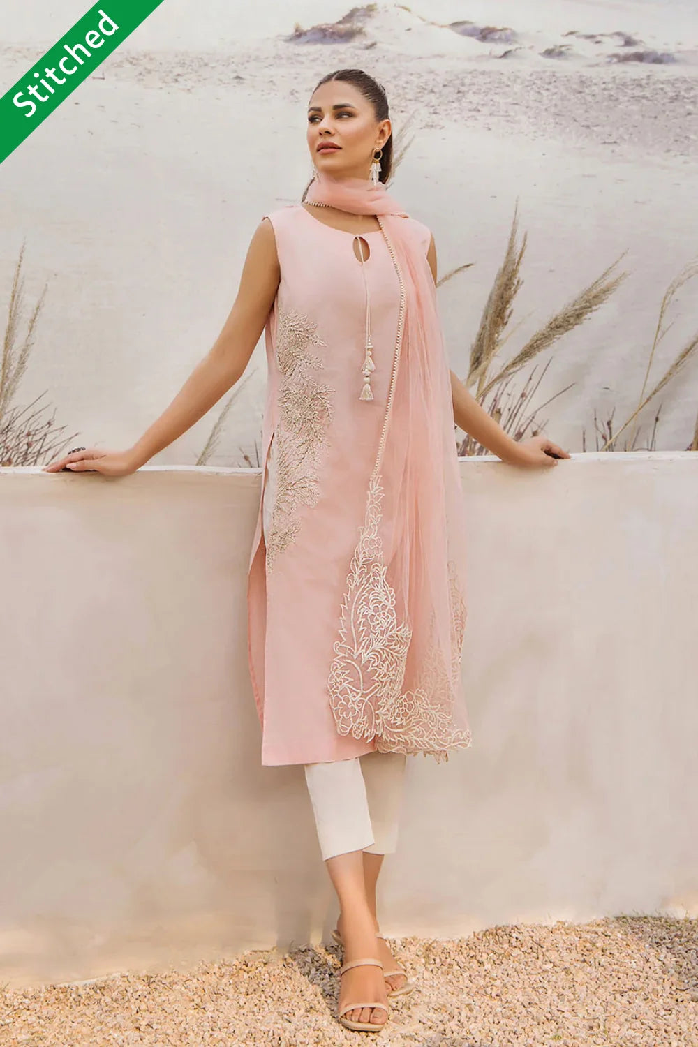 Readymade Pure Cotton Embroidered Kurta Set with Dupatta