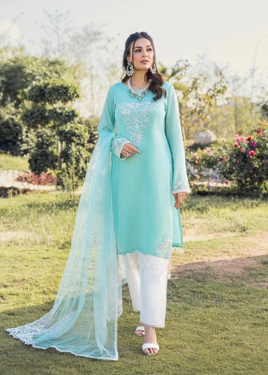 Cyan Readymade Pure Cotton Suit