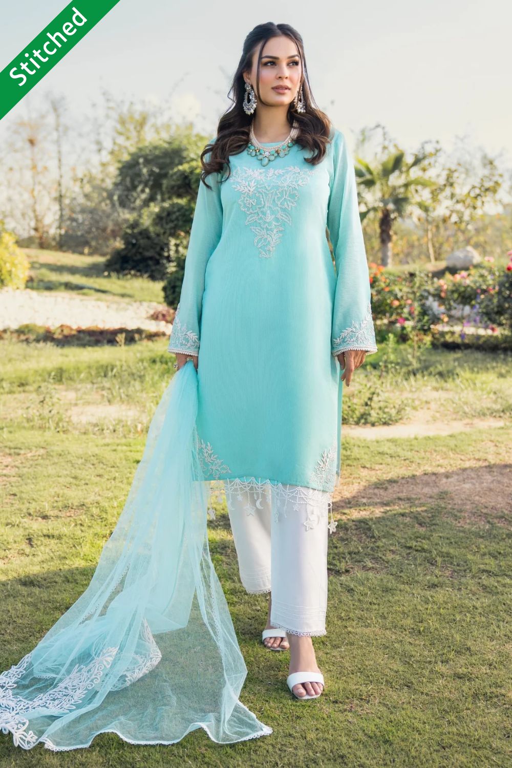 Cyan Readymade Pure Cotton Suit