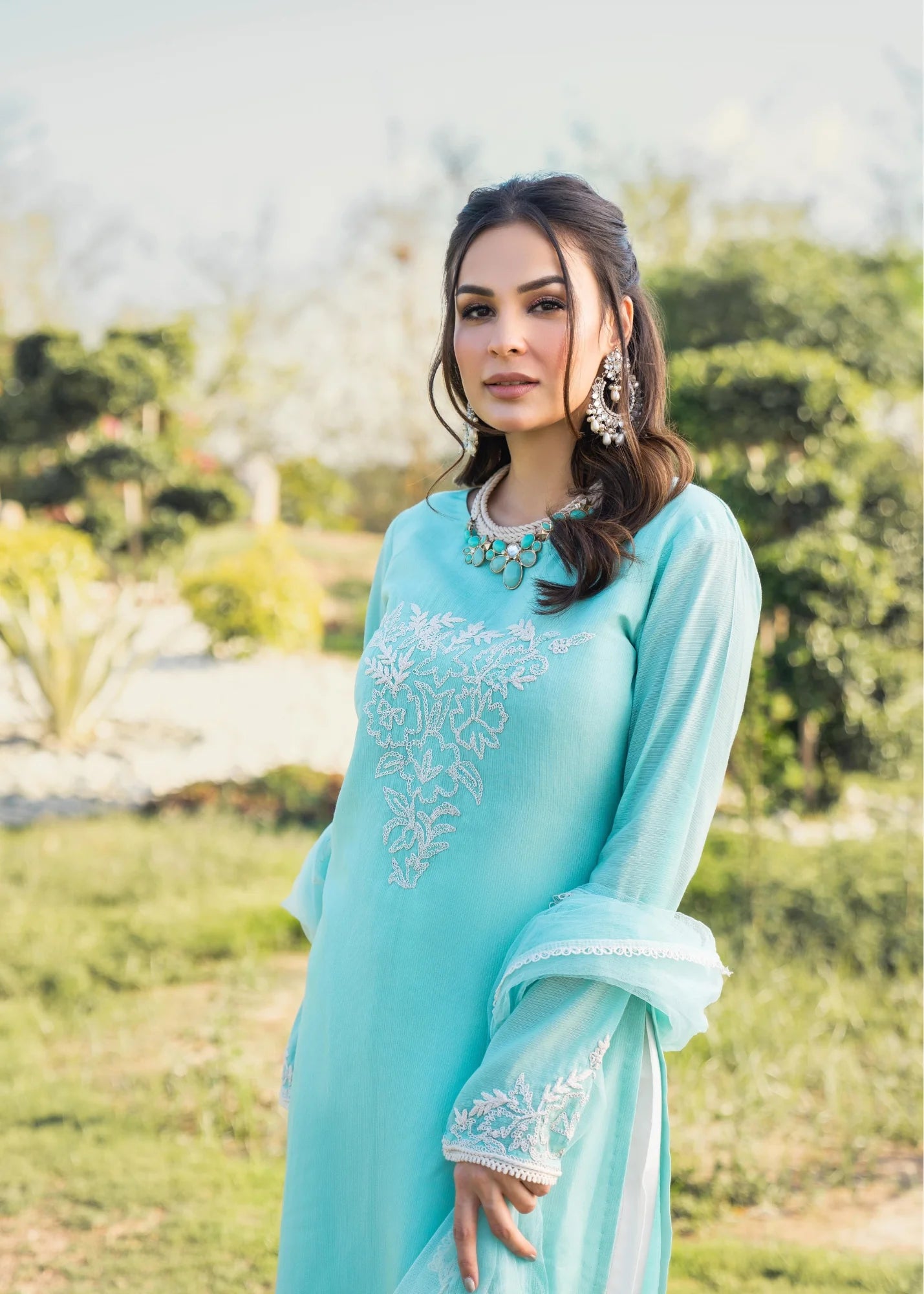 Cyan Readymade Pure Cotton Suit