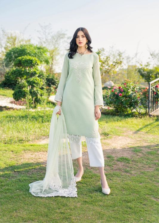 Sea Green Readymade Pure Cotton Suit