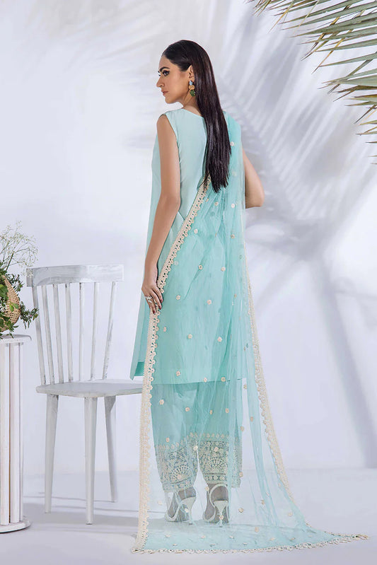 Turquoise Readymade Pure Cotton Pret