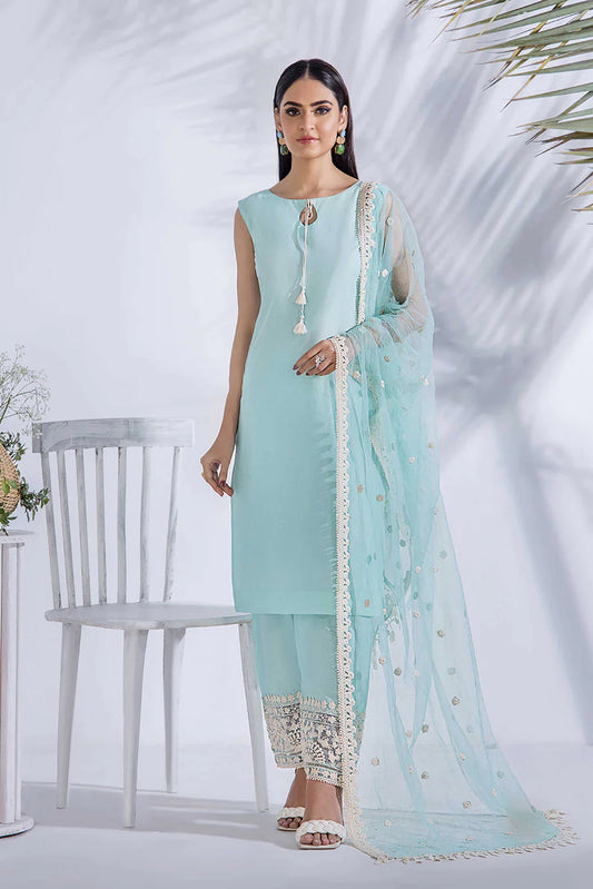 Turquoise Readymade Pure Cotton Pret