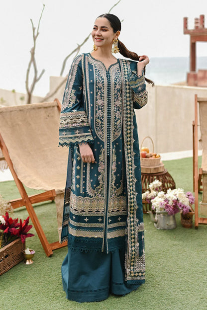 Peacock Blue Embroidered Lawn Suit