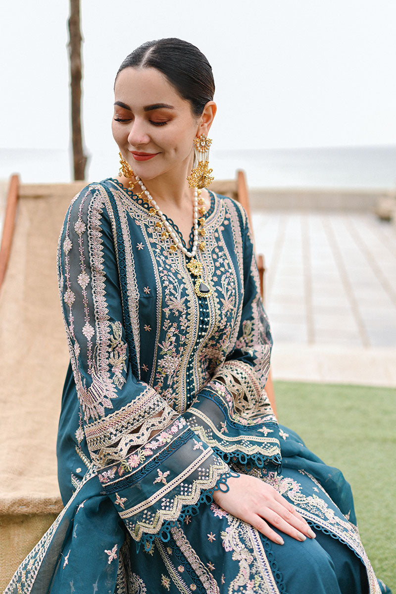 Peacock Blue Embroidered Lawn Suit