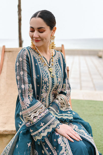 Peacock Blue Embroidered Lawn Suit