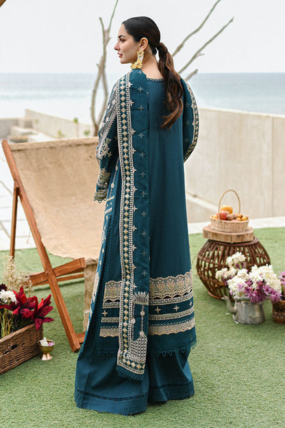 Peacock Blue Embroidered Lawn Suit