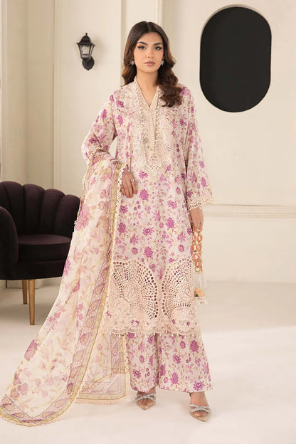 Pink Pure Lawn Suit with Chiffon Dupatta