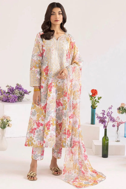 Pure Lawn Suit with Chiffon Dupatta