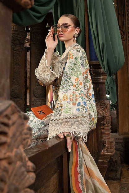 Pure Lawn Floral Suit with Chiffon Dupatta