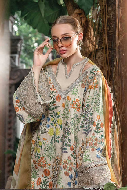 Pure Lawn Floral Suit with Chiffon Dupatta