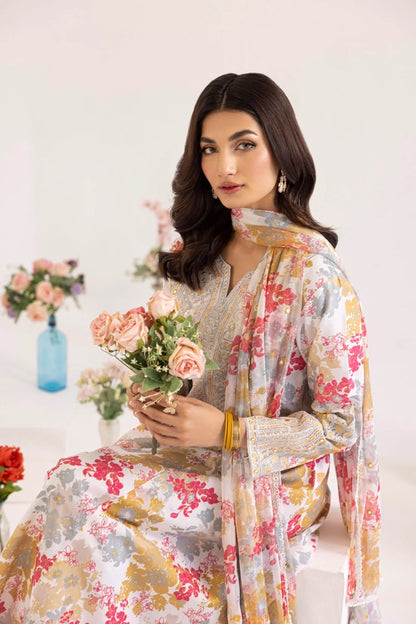 Pure Lawn Suit with Chiffon Dupatta