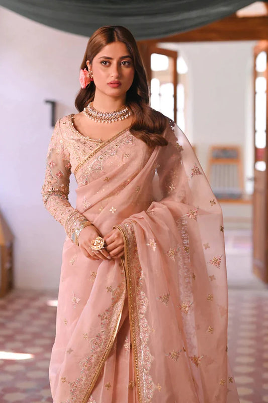Peach Pure Organza Saree