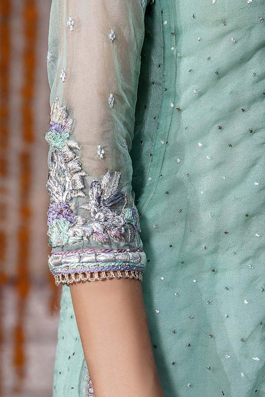 Hand Embroidered Turquoise Pure Organza Suit