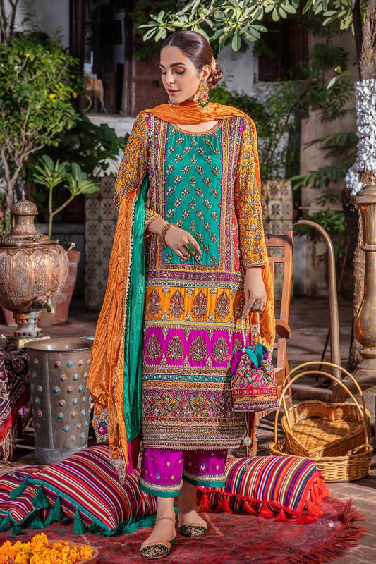 Readymade Hand Embroidered Pure Silk Suit