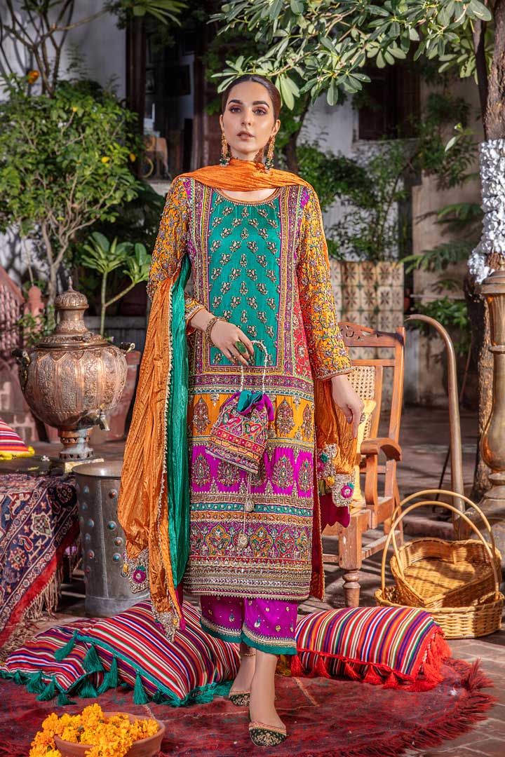 Readymade Hand Embroidered Pure Silk Suit