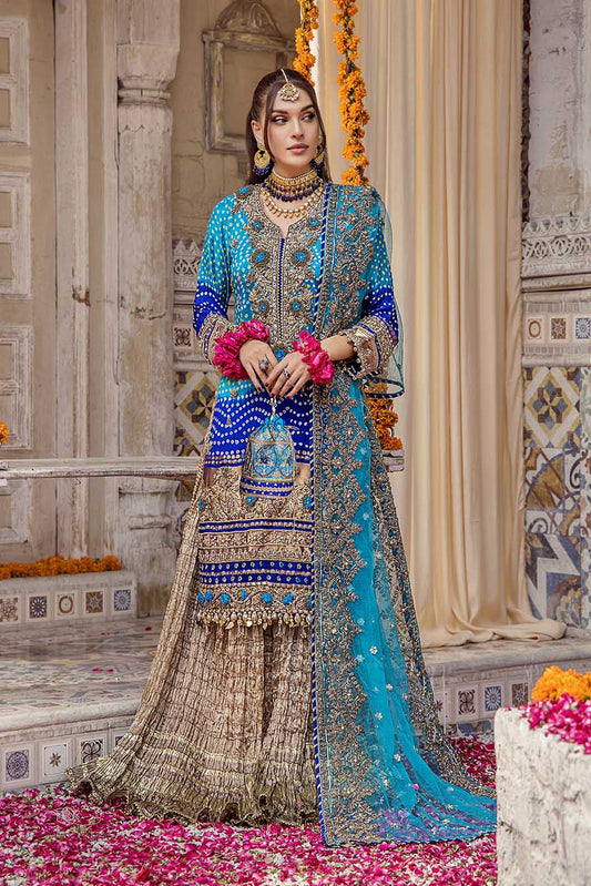 Hand Embroidered Turquoise Pure Silk Sharara