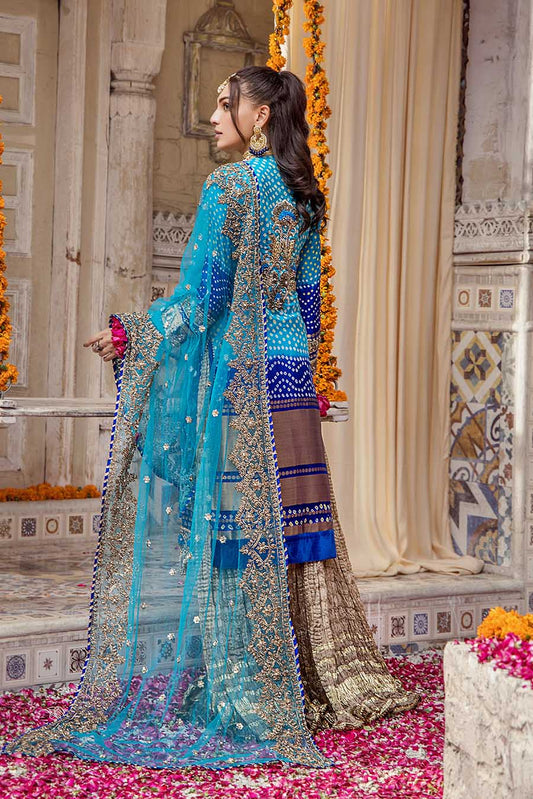 Hand Embroidered Turquoise Pure Silk Sharara