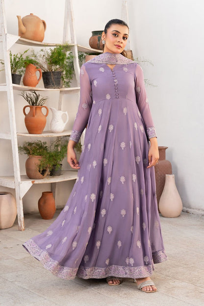 Purple Adda Work Chiffon Flared Pishwas Suit Online in Dubai UAE Abudhabi Ajman Sharjah