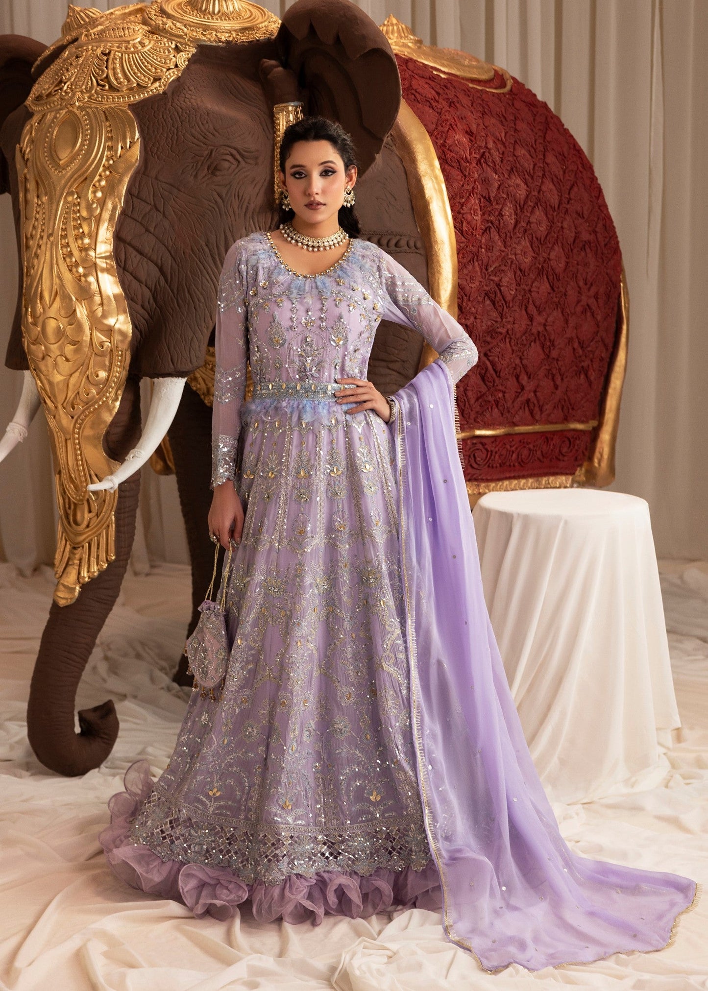 Purple Ash Embellished Chiffon Pakistani Suit Online in Dubai DXB UAE Abudhabi Meena Bazaar