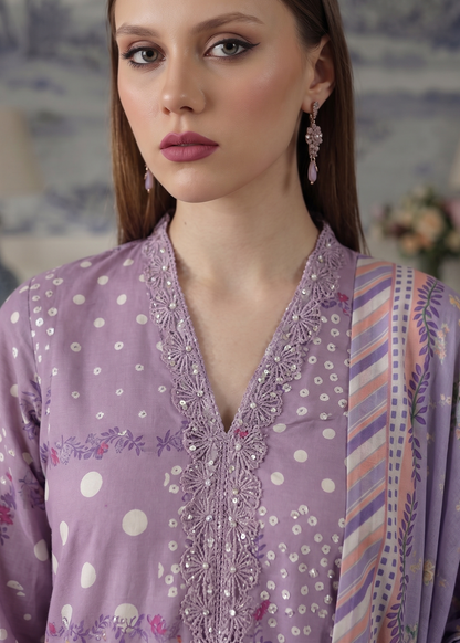 Purple Ash Embroidered Lawn Summer Wear Suit Online in Sri Lanka India Australia