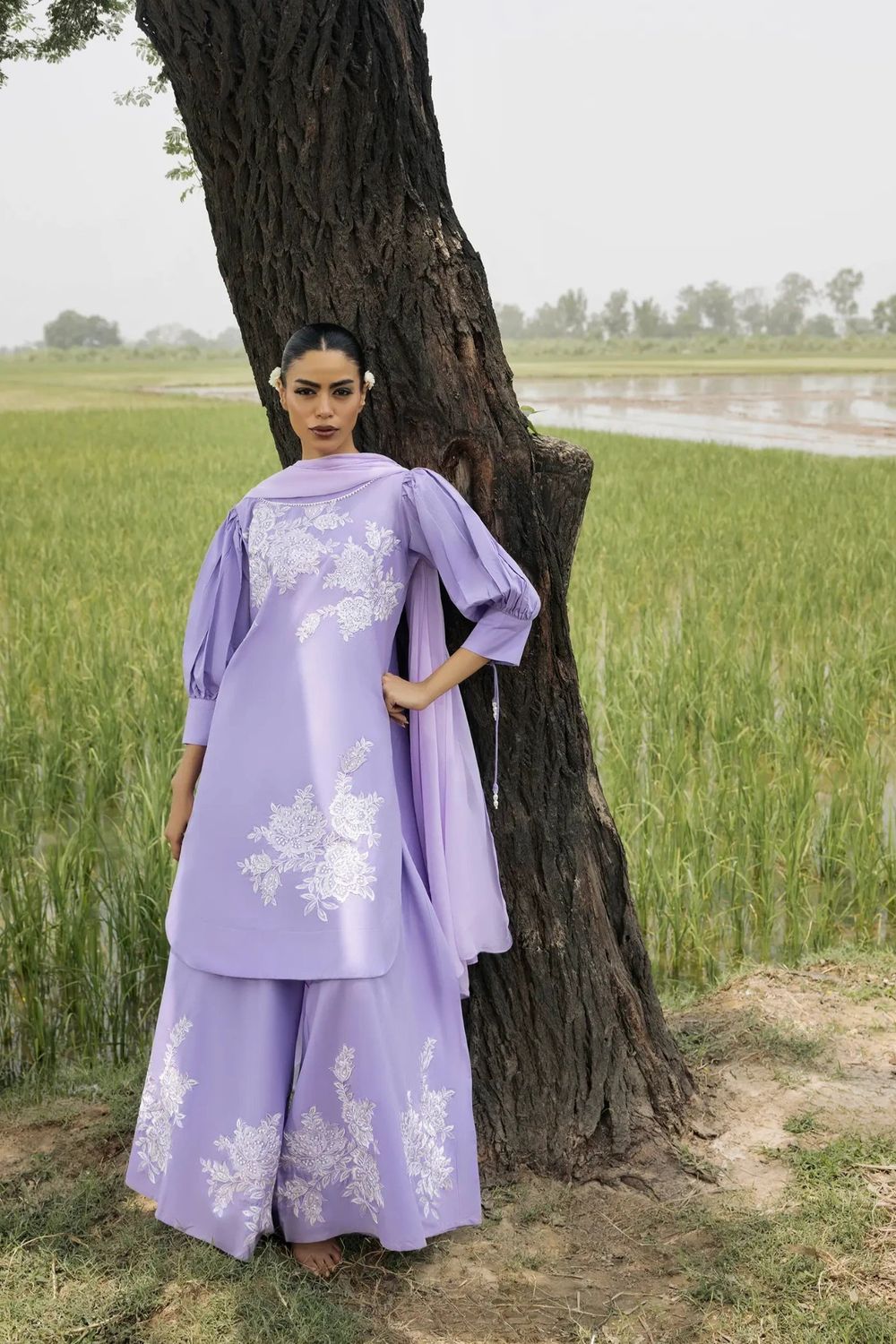 Purple Ash Floral Embroidered Lawn Suit Online in Dubai UAE Abudhabi Ajman Sharjah