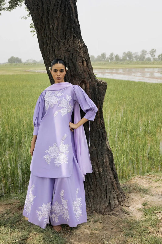 Purple Ash Floral Embroidered Lawn Suit Online in Dubai UAE Abudhabi Ajman Sharjah