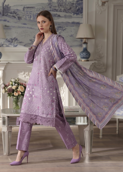 Purple Ash Lawn Embroidered Kurta with Straight Trouser Online in Dubai UAE Abudhabi Ajman Sharjah