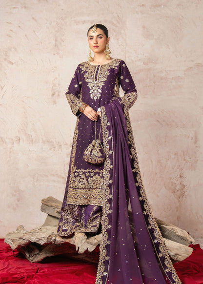 Purple Chiffon 3 Piece Suit Online in Dubai UAE Abudhabi Ajman Sharjah