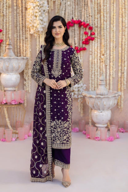 Purple Chiffon A-Line Kurta Salwar Kameez Online in Dubai UAE Abudhabi Ajman Sharjah