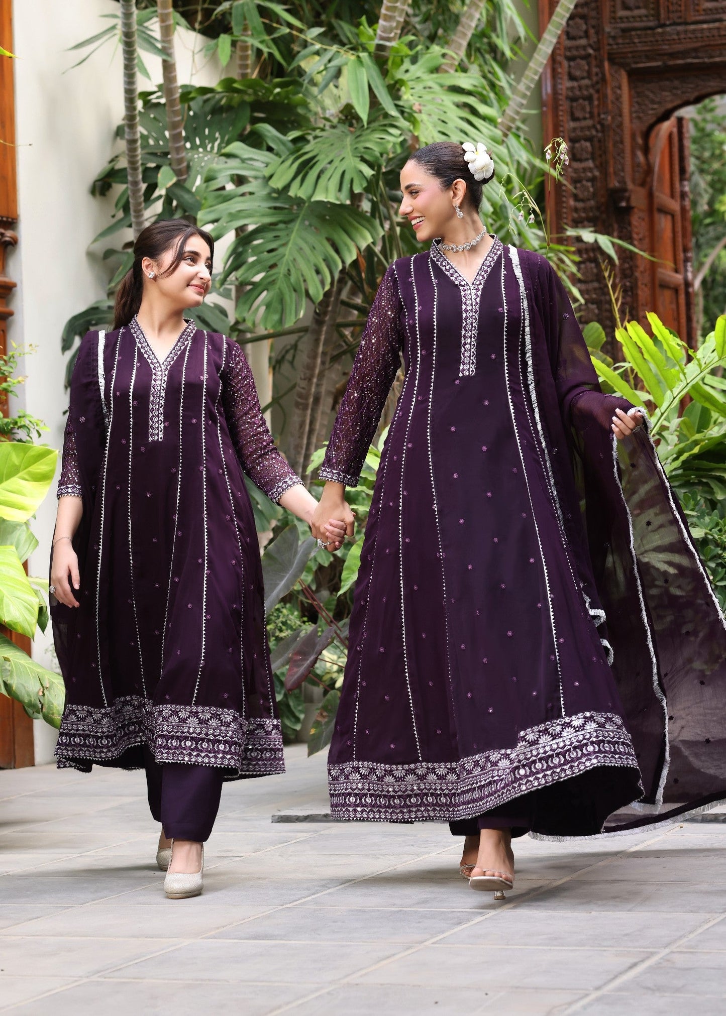 Purple Chiffon Dupatta Set for Girls Online in Sri Lanka India Australia