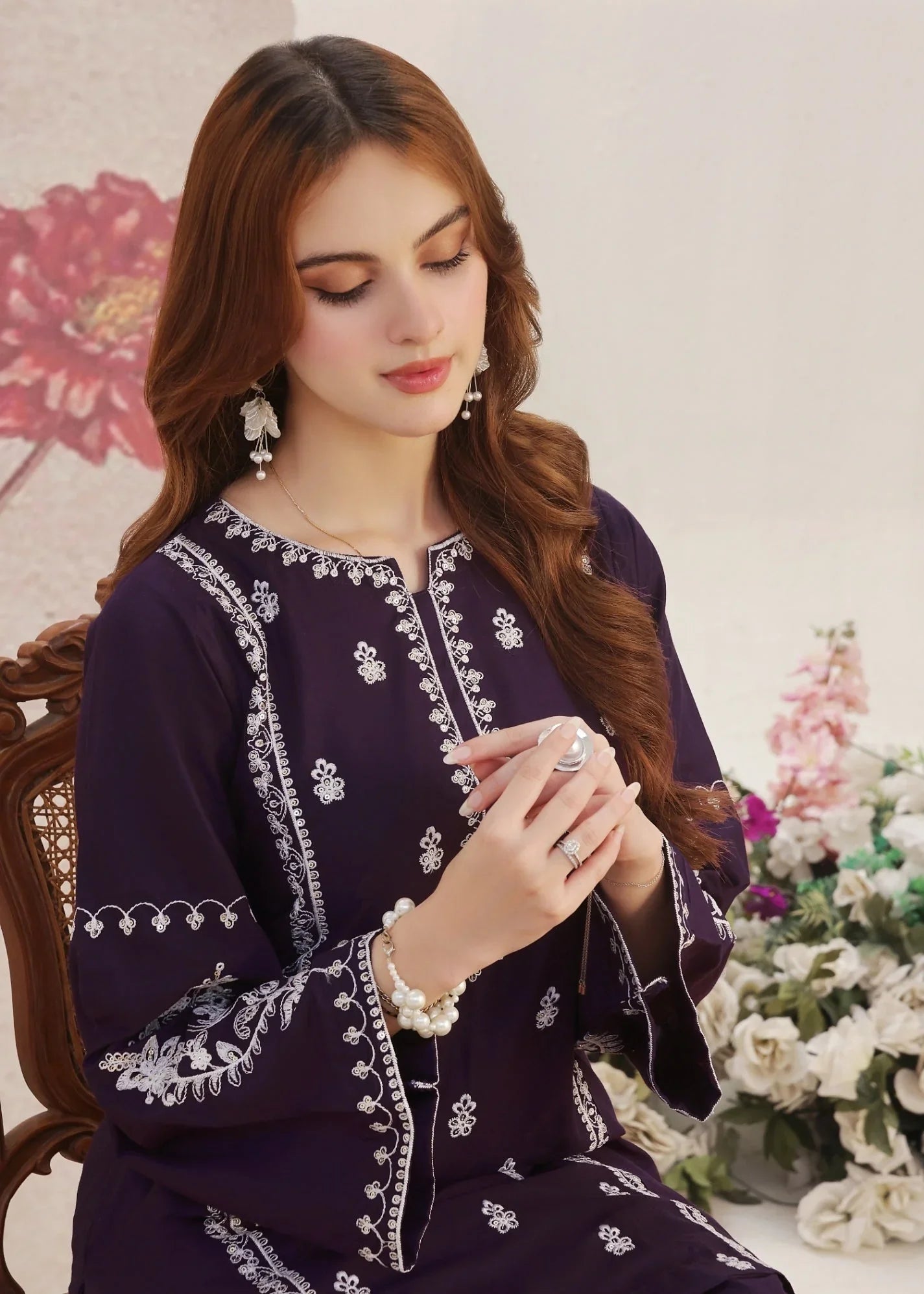 Purple Cotton Embroidered Kurta Pajama Online in Dubai DXB UAE Abudhabi Meena Bazaar