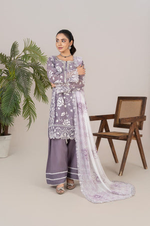 Purple Cotton Silk Embroidered Farshi Shalwar Suit Online in Dubai UAE Abudhabi Ajman Sharjah