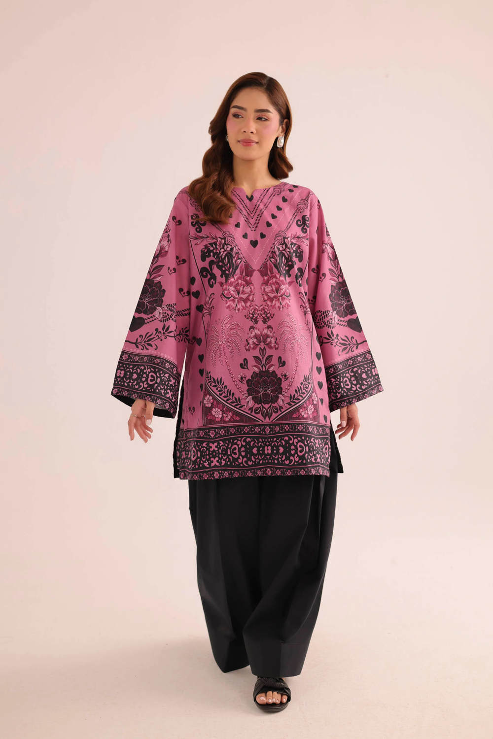 Purple Digital Print Poly Lawn Kurta Online in Dubai UAE Abudhabi Ajman Sharjah