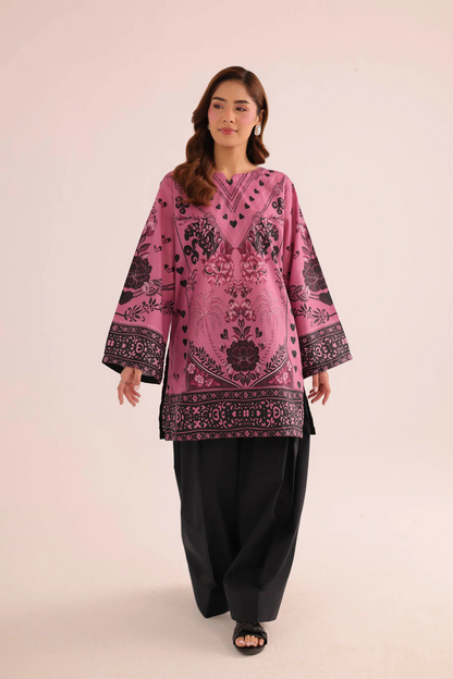 Purple Digital Print Poly Lawn Kurta Online in Dubai UAE Abudhabi Ajman Sharjah