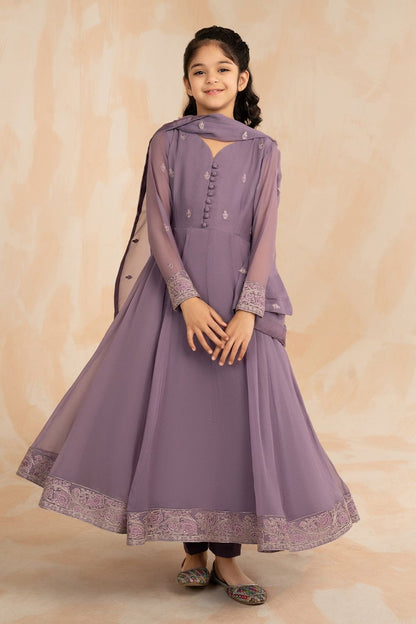 Purple Embellished Chiffon Flared Pishwas Suit Online in Dubai UAE Abudhabi Ajman Sharjah
