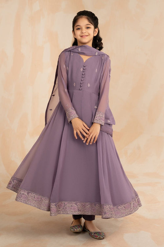 Purple Embellished Chiffon Flared Pishwas Suit Online in Dubai UAE Abudhabi Ajman Sharjah