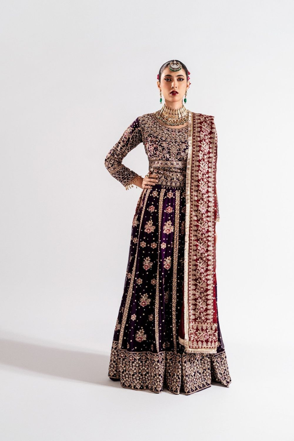 Purple Embellished Chiffon Lehenga Choli Online in Dubai UAE Abudhabi Ajman Sharjah