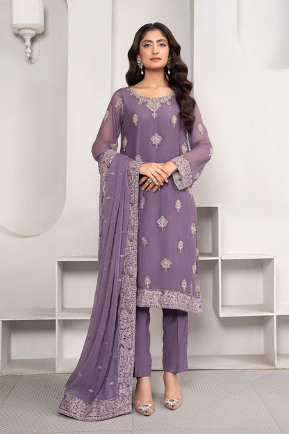 Purple Embellished Chiffon Salwar Kameez Online in Dubai UAE Abudhabi Ajman Sharjah