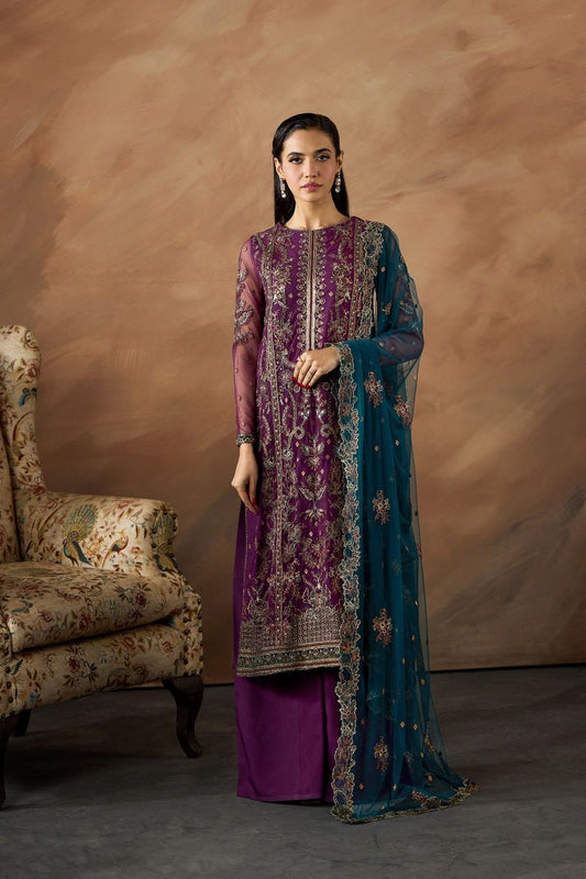 Purple Embellished Net Salwar Kameez Online in Dubai UAE Abudhabi Ajman Sharjah
