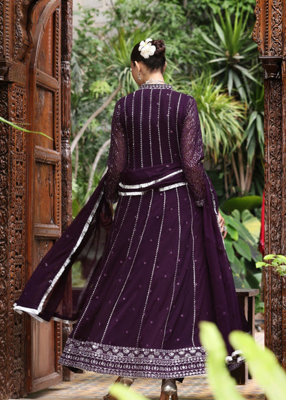 Purple Embroidered Chiffon 3 Piece Suit Online in Dubai DXB UAE Abudhabi Meena Bazaar