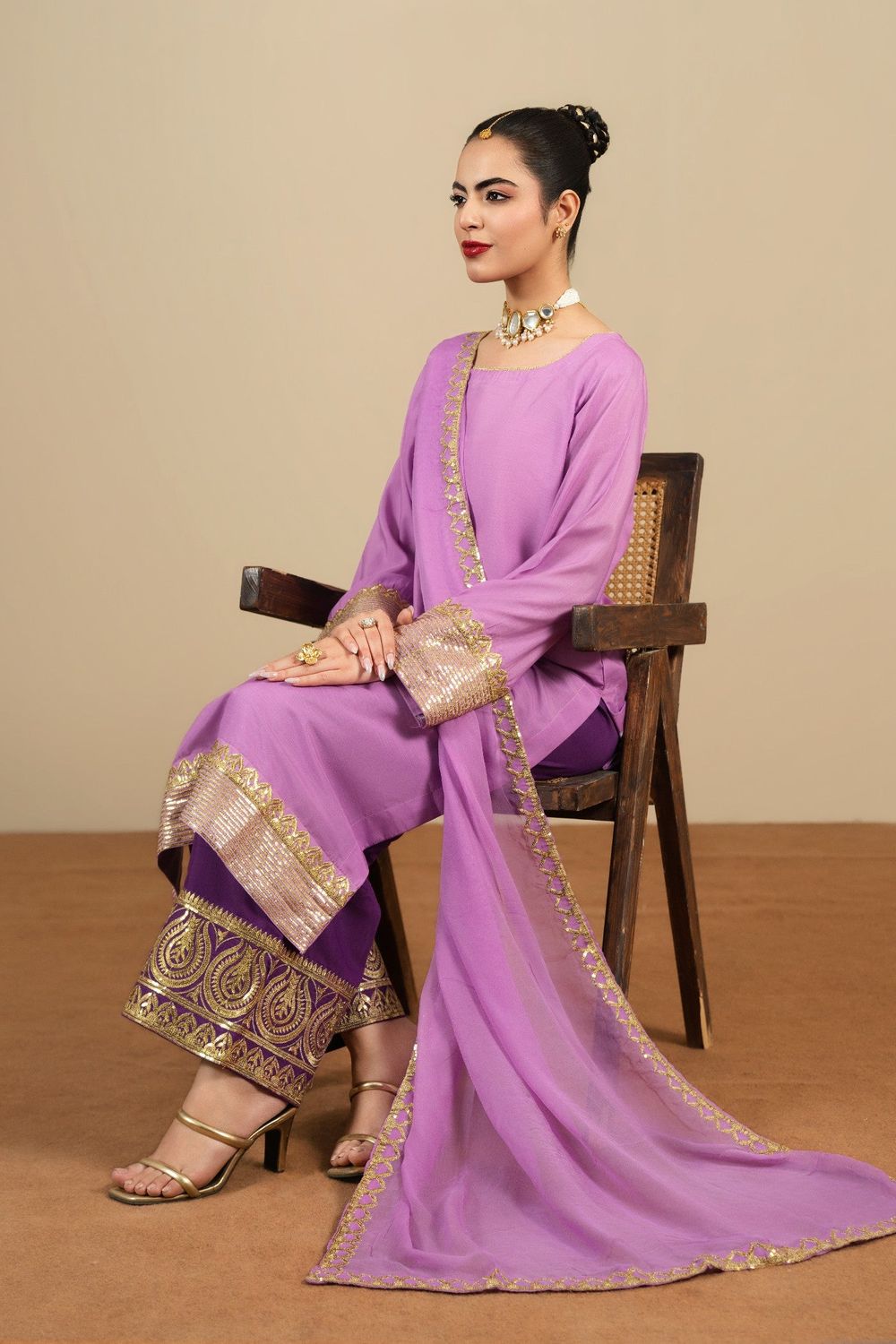 Purple Embroidered Cotton Festive Suit Online in Dubai UAE Abudhabi Ajman Sharjah
