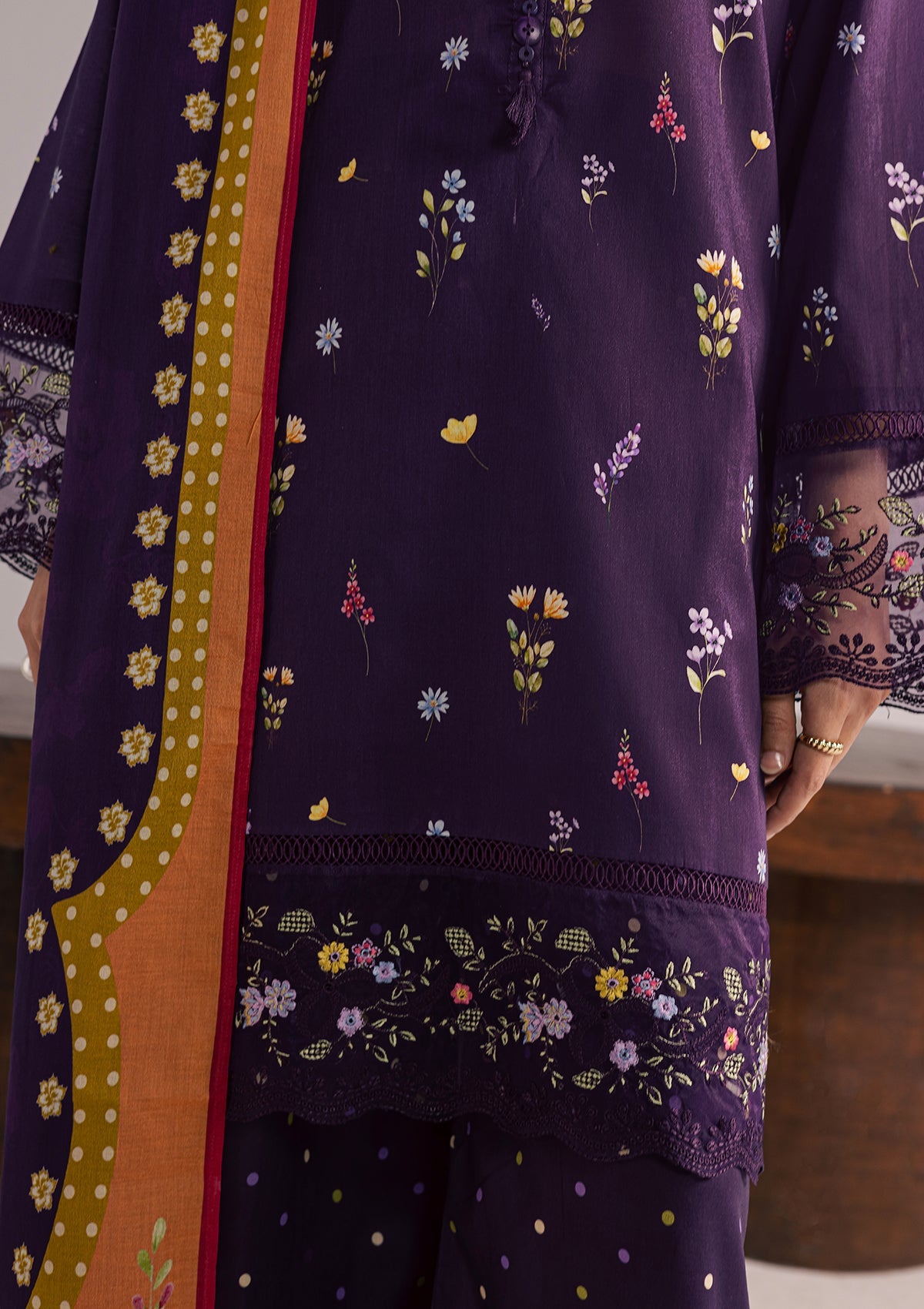 Purple Embroidered Lawn 3 Piece Suit Online in Sri Lanka India Australia