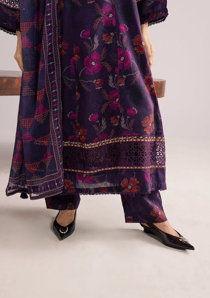 Purple Embroidered Lawn Dress Material Online in Dubai DXB UAE Abudhabi Meena Bazaar