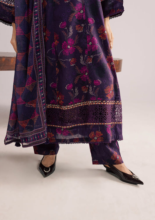 Purple Embroidered Lawn Dress Material Online in Dubai DXB UAE Abudhabi Meena Bazaar